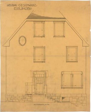 Billing, Hermann; Esslingen, Mühlberger Str. 29 (früher Panoramastr.); Haus Schwarz - Seitenfassade (Ansicht)