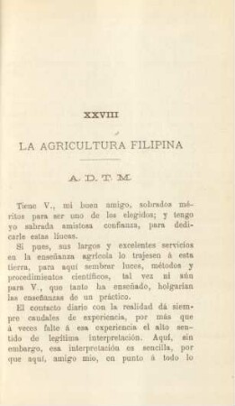 XXVIII. La agricultura filipina