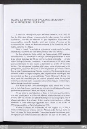 Quand La Turquie Et L'Albanie Deciderent De Se Separer De Leur Passe
