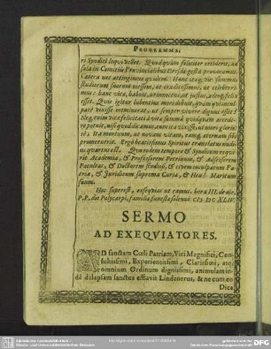 Sermo Ad Exequiatores