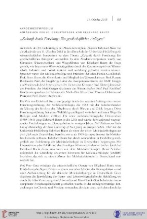 Zukunft durch Forschung: Ein gesellschaftliches Anliegen : Akademiesymposium anlässlich des 80. Geburtstags von Ekkehard Bautz