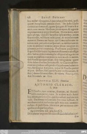 Epistola XLII. Venetias. Antonio Clerico, S. Dico.