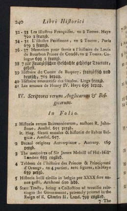240-255, IV. Scriptores rerum Anglicarum & Belgicarum