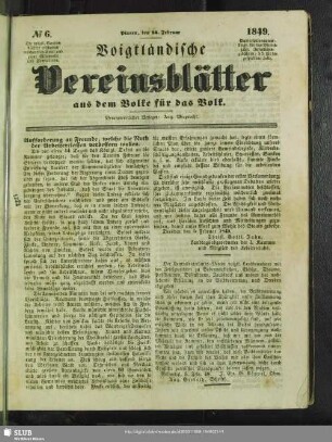 Voigtländische Vereinsblätter : aus dem Volke für das Volk