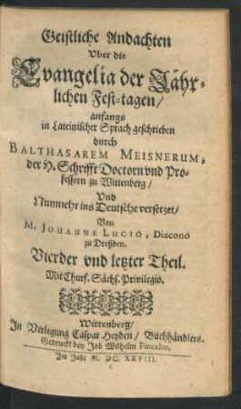 4: Geistliche Andachten Uber Die Sontäglichen Evangelien
