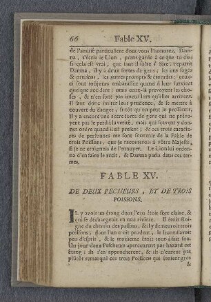 Fable XV. De deux pecheurs, et de trois poissons.