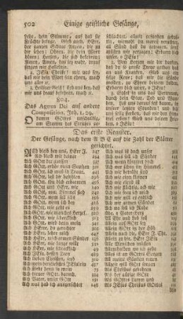 Das erste Register. Der Gesänge, nach dem ABC auf die Zahl der Blätter gerichtet