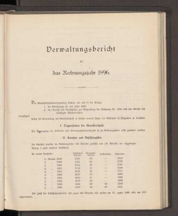 Verwaltungsbericht für das Rechnungsjahr 1896.