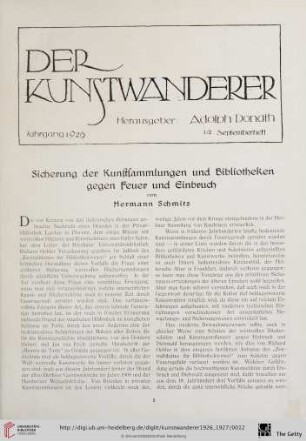 8/9: Sicherung der Kunstsammlungen und Bibliotheken gegen Feuer und Einbruch