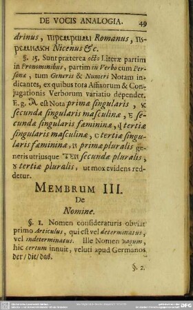 Membrum III. De Nomine