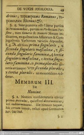 Membrum III. De Nomine