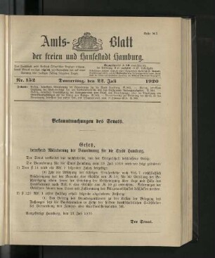 No. 152, 22. Juli 1920