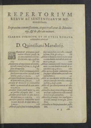 Repertorium rerum ac sententiarum memorabilium.