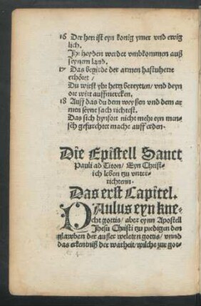Die Epistell Sanct Pauli ad Titon/ Eyn Christich leben czu unterrichtenn.