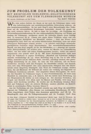 9: Zum Problem der Volkskunst : mit Beispielen schleswig-holsteinischer Volkskunst aus dem Flensburger Museum