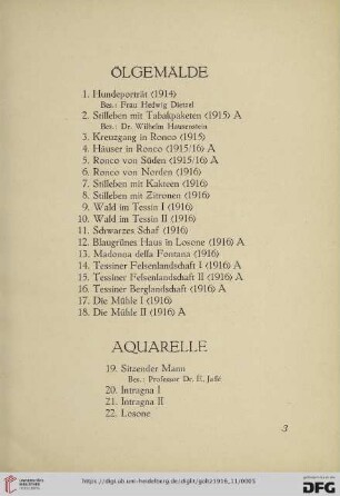 Ölgemälde (Nr. 1-18)