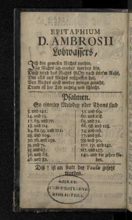 Epitaphium D. Ambrosii Lobwassers,