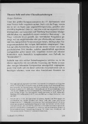 Thomas Selle und seine Choralbearbeitungen