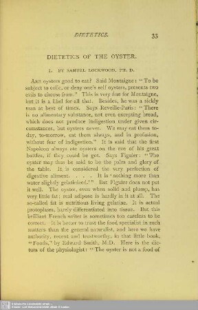Dietetics of the oyster