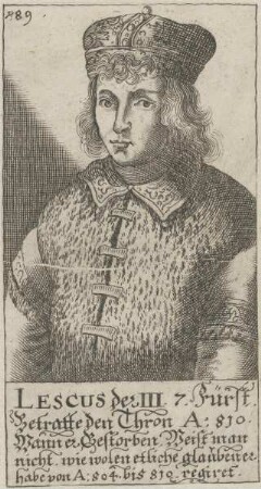 Bildnis des legendären Lescus III., Herrscher der Polen