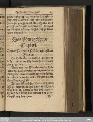 Das Neunzehende Capitel. Von der Pest/ und Pestilentzialischen Fiebern.