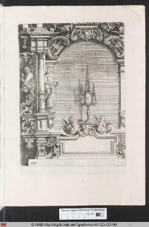 [Architektur mit Sakramentschrein und leerer Rahmung, unterer Teil. Band V.]