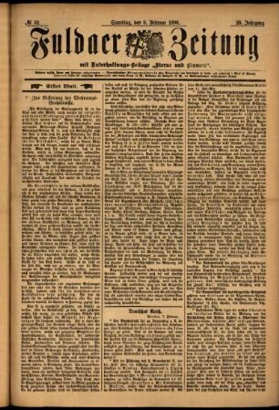 Erste Ausgabe vom Samstag, den 08. Februar 1896.