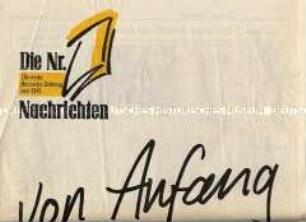 Sonderdruck der "Aachener Nachrichten" zum 50-jährigen Bestehen mit einem Nachdruck der ersten Ausgabe vom Januar 1945