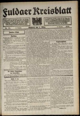 Zweite Ausgabe vom Mittwoch, den 05. März 1913.