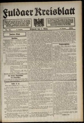Zweite Ausgabe vom Mittwoch, den 05. März 1913.