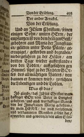 Der ander Artickel. Von der Erlösung.