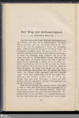 Der Weg zur Selbständigkeit
