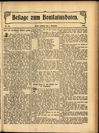 Zweite Ausgabe vom Sonntag, den 01. November 1908.