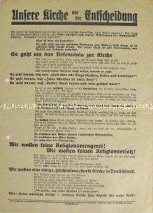 Propagandaflugblatt zur Kirchenwahl