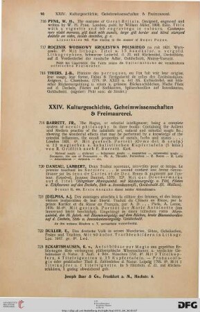 XXIV. Kulturgeschichte, Geheimwissenschaften und Freimaurerei (Nr. 719-747)
