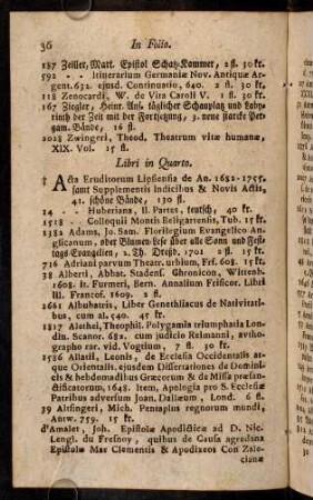 36-69, Libri in Quarto.
