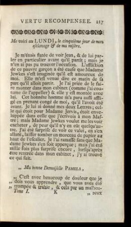 Me voici au Lundi, le cinquième jour de mon esclavage & de ma misere.