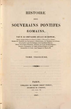Histoire des souverains pontifes romains, 3