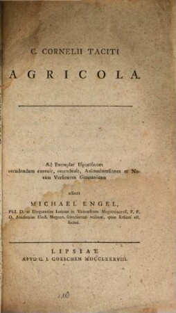 C. Cornelii Taciti Agricola