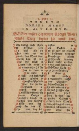 1. Pet: 1. Verbum Domini Manet In Aeternum.