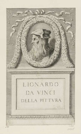 Lionardo da Vinci della Pittura, Titelblatt aus: Leonardo da Vinci und Leon Battista Alberti, "Trattato della pittura di Lionardo da Vinci, novamente dato in luce, con la vita dell’istesso autore, scritta da Rafaelle du Fresne", Paris 1651