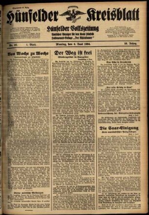 Erste Ausgabe vom Montag, den 04. Juni 1934.