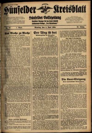 Erste Ausgabe vom Montag, den 04. Juni 1934.