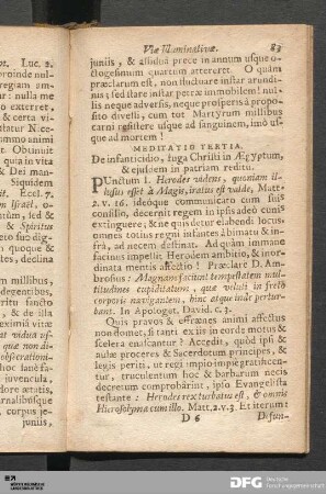 Meditatio Tertia. De infanticidio, fuga Christi in Ægyptum, & ejusdem in patriam reditu.