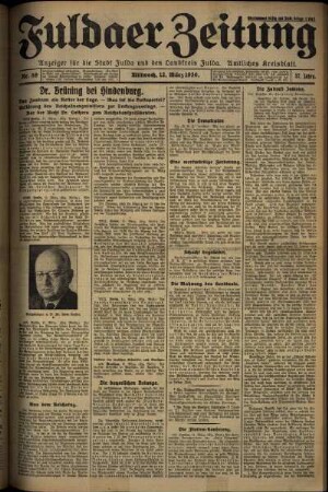 Erste Ausgabe vom Mittwoch, den 12. März 1930.