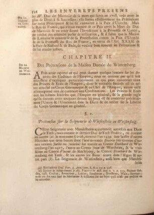 Chapitre II. Des Prétensions de la Maison Ducale de Wirtemberg.