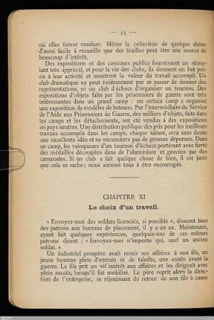 Chapitre XI - Le choix d'un travail