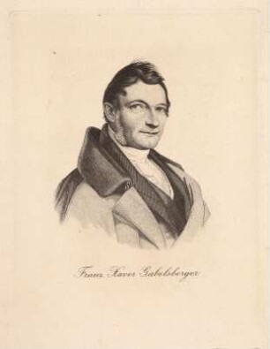 Porträt Franz Xaver Gabelsberger : Foto-/Bildersammlung Stenografische Sammlung. Porträt Franz Xaver Gabelsberger. Stahlstich (um 1840). Dresden: SLUB P a 1157