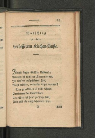 Vorschlag zu einer verbesserten Kirchen-Buße.