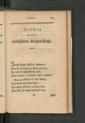 Vorschlag zu einer verbesserten Kirchen-Buße.
